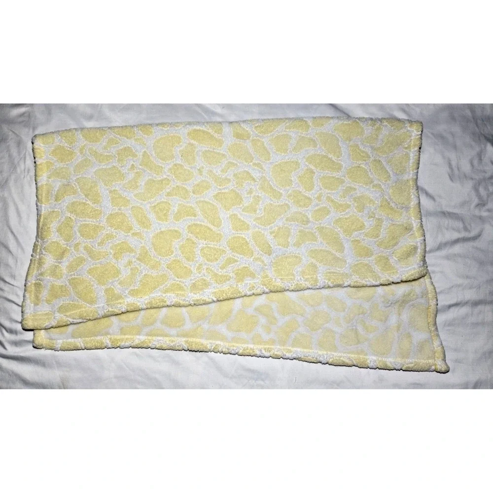Nuby Yellow White Giraffe Print Baby Blanket Security Lovey Unisex Soft htf‎